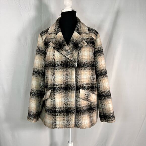 ASOS Simply Be White Tan and Black Checked Coat 16 - Picture 1 of 9